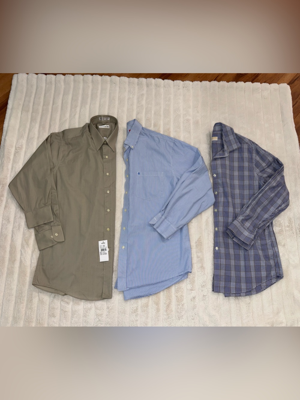 Lot of 3 Mens Size 16 32/33 Large Dress Shirts Michael Kors Izod Pierre Cardin